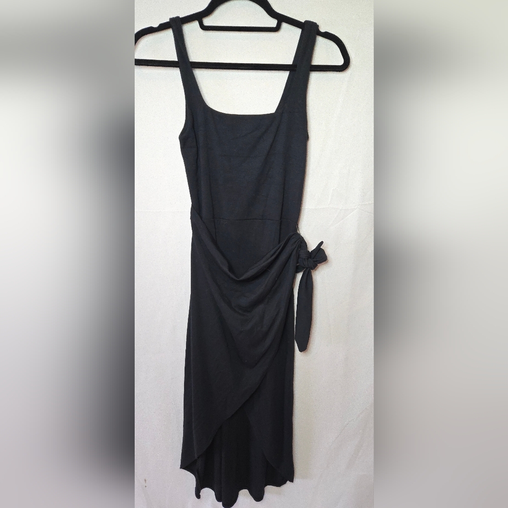 Aritzia Wilfred Saturn Black Side Tie Sleeveless Midi Dress Women's XS